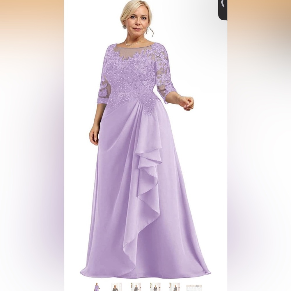 Elegant Lace Appliqué Lavender Gown